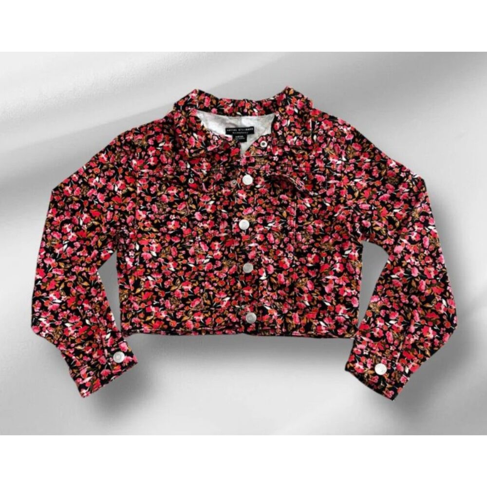 NEW NWT Girls Sz XL (14-16) Colorful Floral Snap Front Cropped Jacket SANCTUARY